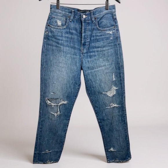 Veronica Beard Blake Classic Straight High Rise Button Fly Distresses Jeans 29/8 - Picture 2 of 10